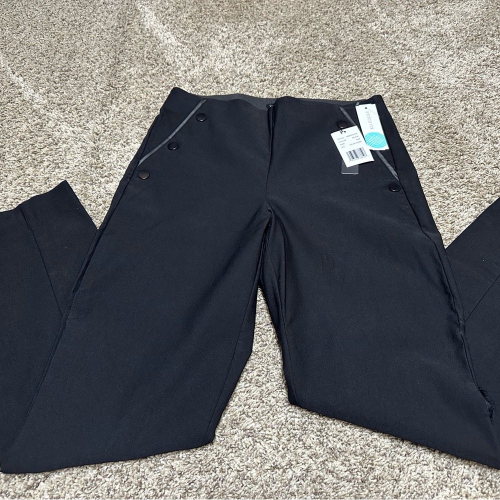 Stitch Fix Violets & Roses Black Tailored Trousers with Tapered Leg Design